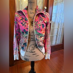 Adidas Women's Pink Floral Bomber Jacket.